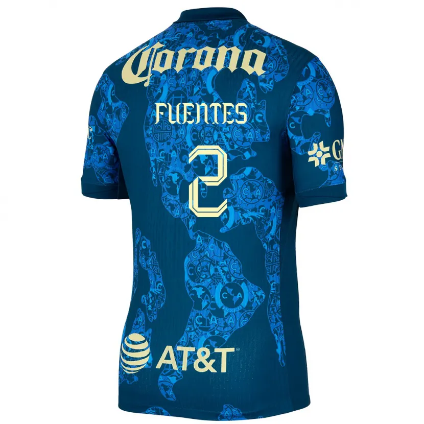 Danxen Niño Camiseta Luis Fuentes #2 Azul Amarillo 2ª Equipación 2024/25 La Camisa