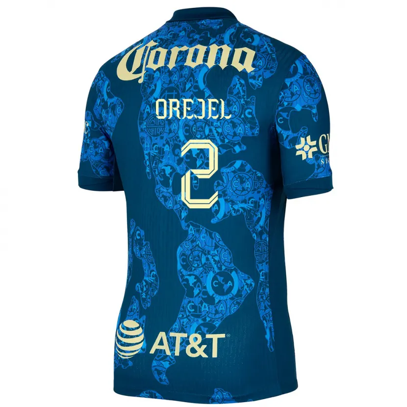 Danxen Niño Camiseta Jocelyn Orejel #2 Azul Amarillo 2ª Equipación 2024/25 La Camisa