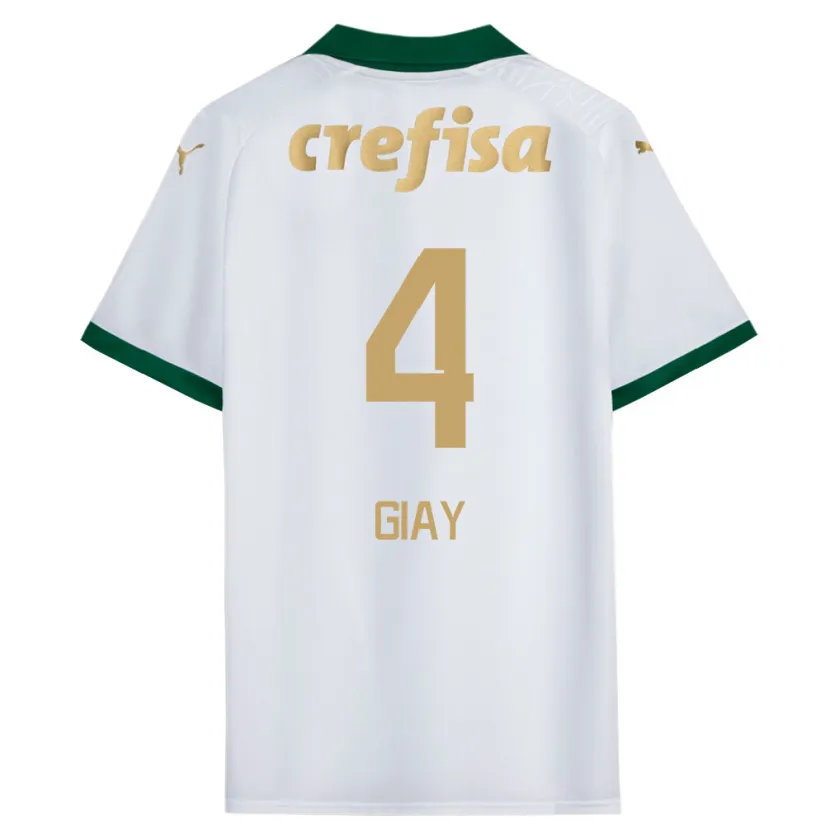 Danxen Niño Camiseta Agustín Giay #4 Blanco Verde 2ª Equipación 2024/25 La Camisa