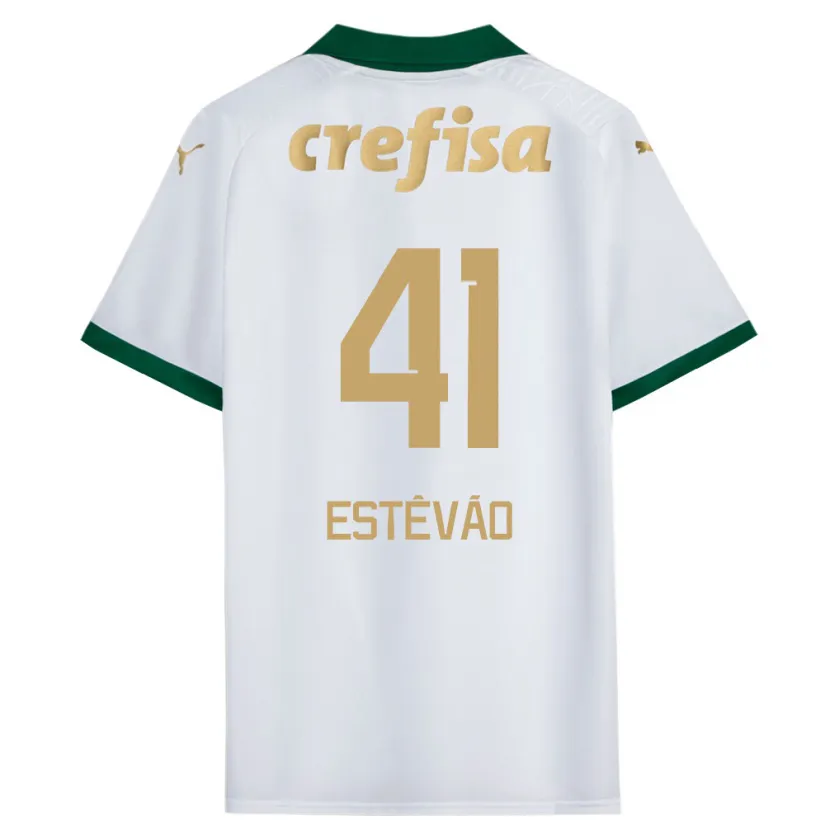 Danxen Niño Camiseta Estêvão #41 Blanco Verde 2ª Equipación 2024/25 La Camisa