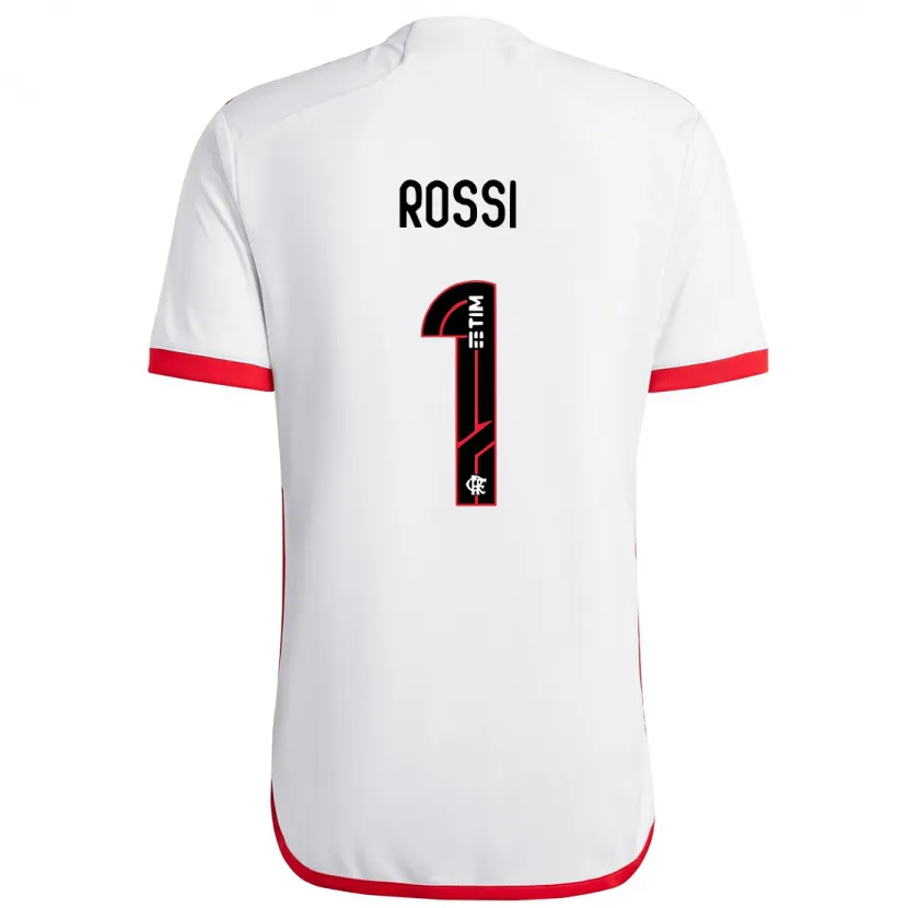 Danxen Niño Camiseta Agustín Rossi #1 Blanco Rojo 2ª Equipación 2024/25 La Camisa