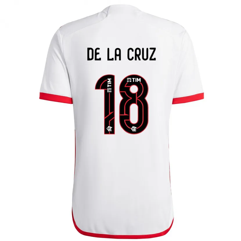 Danxen Niño Camiseta Nicolás De La Cruz #18 Blanco Rojo 2ª Equipación 2024/25 La Camisa