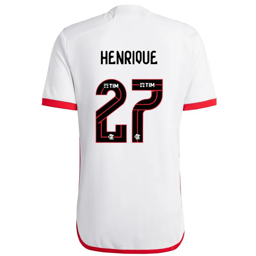 Danxen Niño Camiseta Bruno Henrique #27 Blanco Rojo 2ª Equipación 2024/25 La Camisa