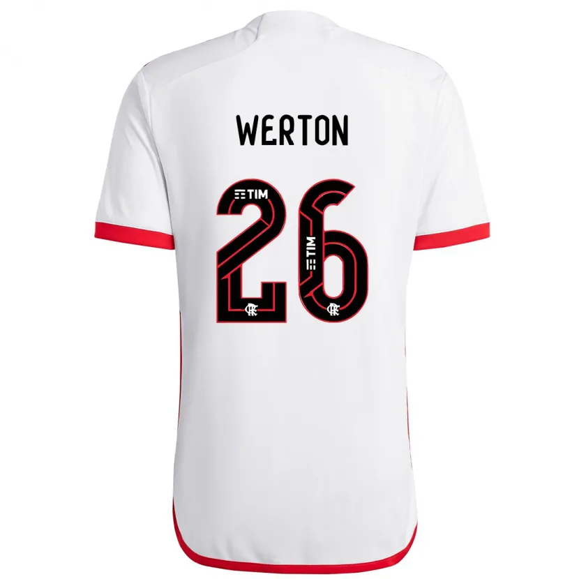 Danxen Niño Camiseta Werton #26 Blanco Rojo 2ª Equipación 2024/25 La Camisa