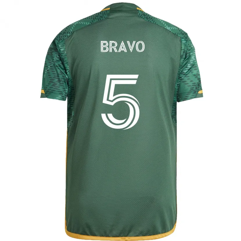 Danxen Hombre Camiseta Claudio Bravo #5 Verde Naranja 1ª Equipación 2024/25 La Camisa