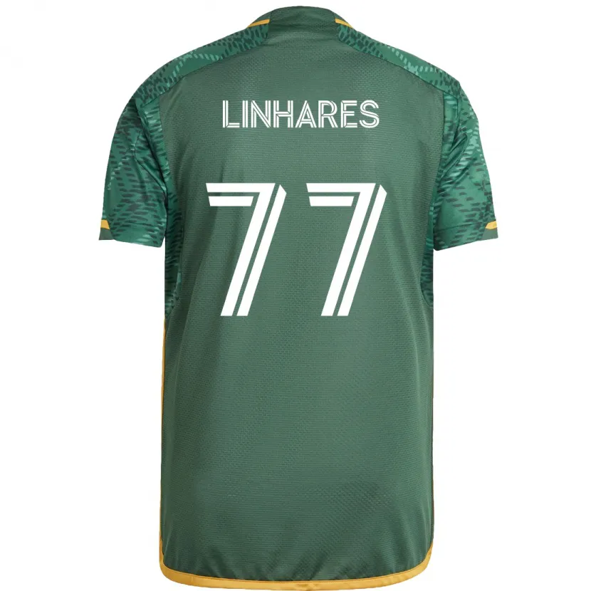 Danxen Hombre Camiseta Kyle Linhares #77 Verde Naranja 1ª Equipación 2024/25 La Camisa