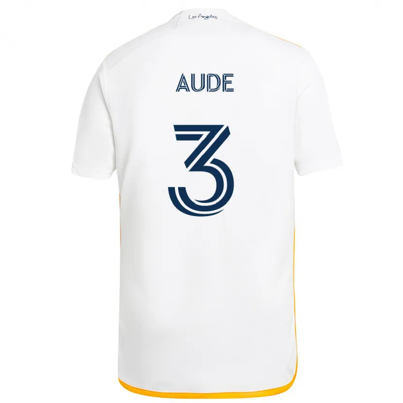 Danxen Hombre Camiseta Julián Aude #3 Blanco Amarillo 1ª Equipación 2024/25 La Camisa