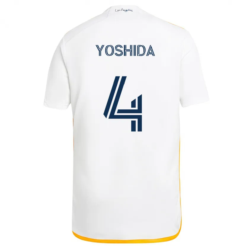 Danxen Hombre Camiseta Maya Yoshida #4 Blanco Amarillo 1ª Equipación 2024/25 La Camisa