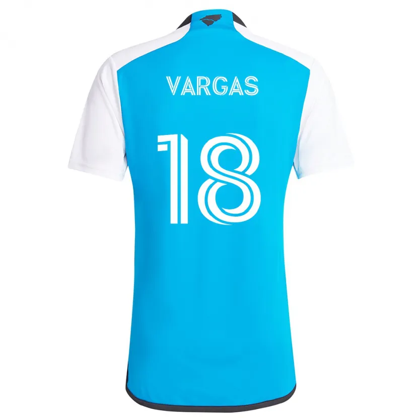 Danxen Hombre Camiseta Kerwin Vargas #18 Azul Blanco 1ª Equipación 2024/25 La Camisa