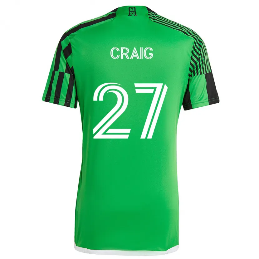 Danxen Hombre Camiseta Brandan Craig #27 Verde Negro 1ª Equipación 2024/25 La Camisa