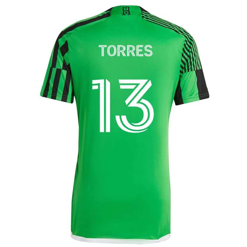 Danxen Hombre Camiseta Leo Torres #13 Verde Negro 1ª Equipación 2024/25 La Camisa