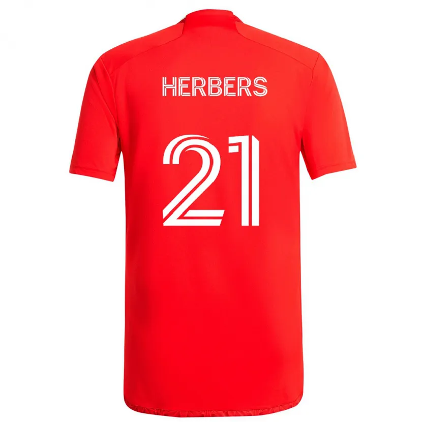 Danxen Hombre Camiseta Fabian Herbers #21 Rojo Blanco 1ª Equipación 2024/25 La Camisa