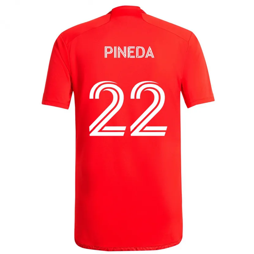 Danxen Hombre Camiseta Mauricio Pineda #22 Rojo Blanco 1ª Equipación 2024/25 La Camisa