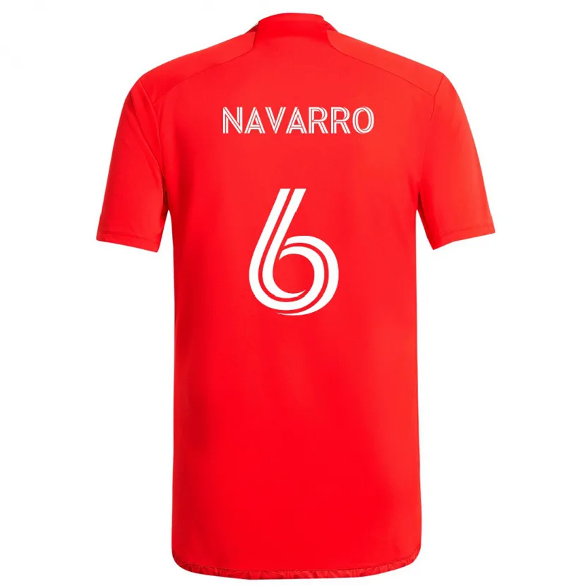 Danxen Hombre Camiseta Miguel Navarro #6 Rojo Blanco 1ª Equipación 2024/25 La Camisa