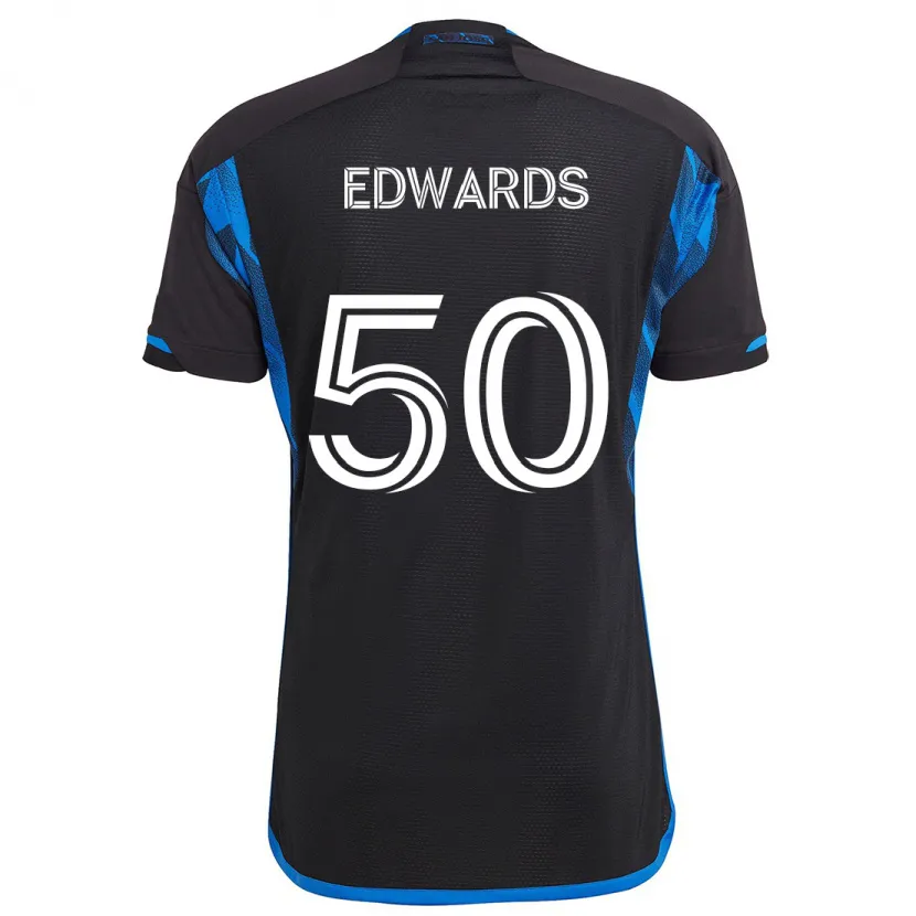 Danxen Hombre Camiseta Aaron Edwards #50 Azul Negro 1ª Equipación 2024/25 La Camisa