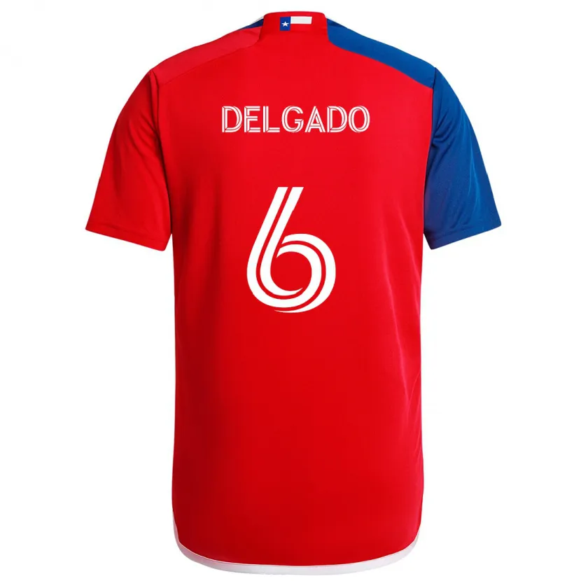 Danxen Hombre Camiseta Patrickson Delgado #6 Azul Rojo 1ª Equipación 2024/25 La Camisa