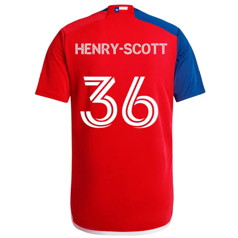 Danxen Hombre Camiseta Malik Henry-Scott #36 Azul Rojo 1ª Equipación 2024/25 La Camisa