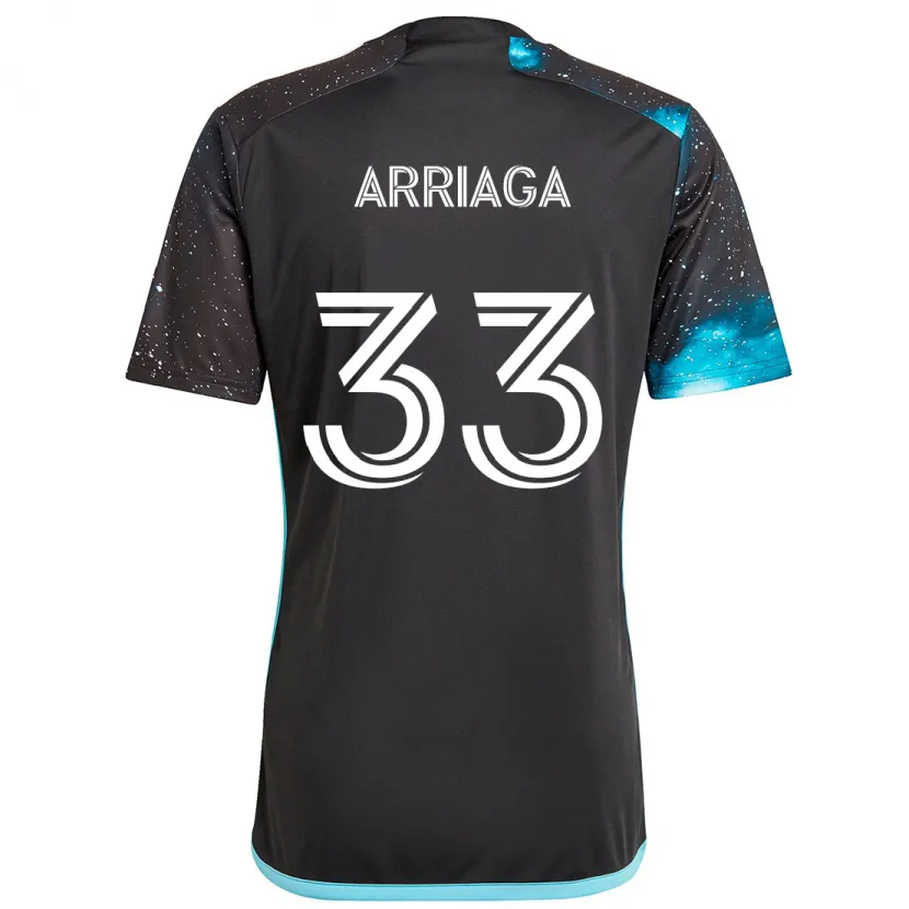 Danxen Hombre Camiseta Kervin Arriaga #33 Azul Negro 1ª Equipación 2024/25 La Camisa