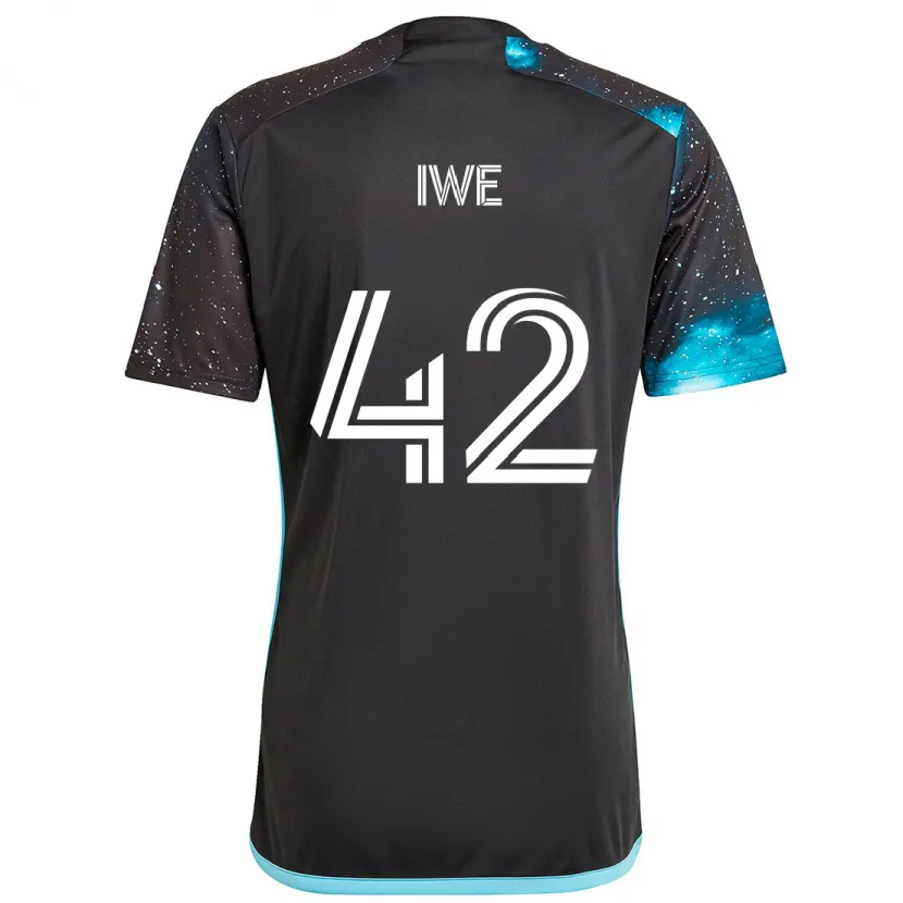 Danxen Hombre Camiseta Emmanuel Iwe #42 Azul Negro 1ª Equipación 2024/25 La Camisa