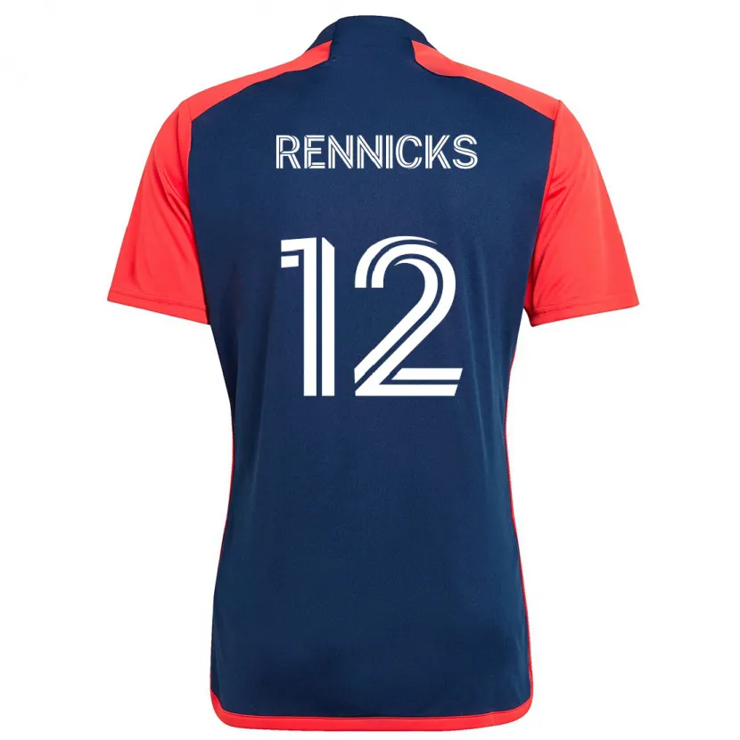 Danxen Hombre Camiseta Justin Rennicks #12 Azul Rojo 1ª Equipación 2024/25 La Camisa