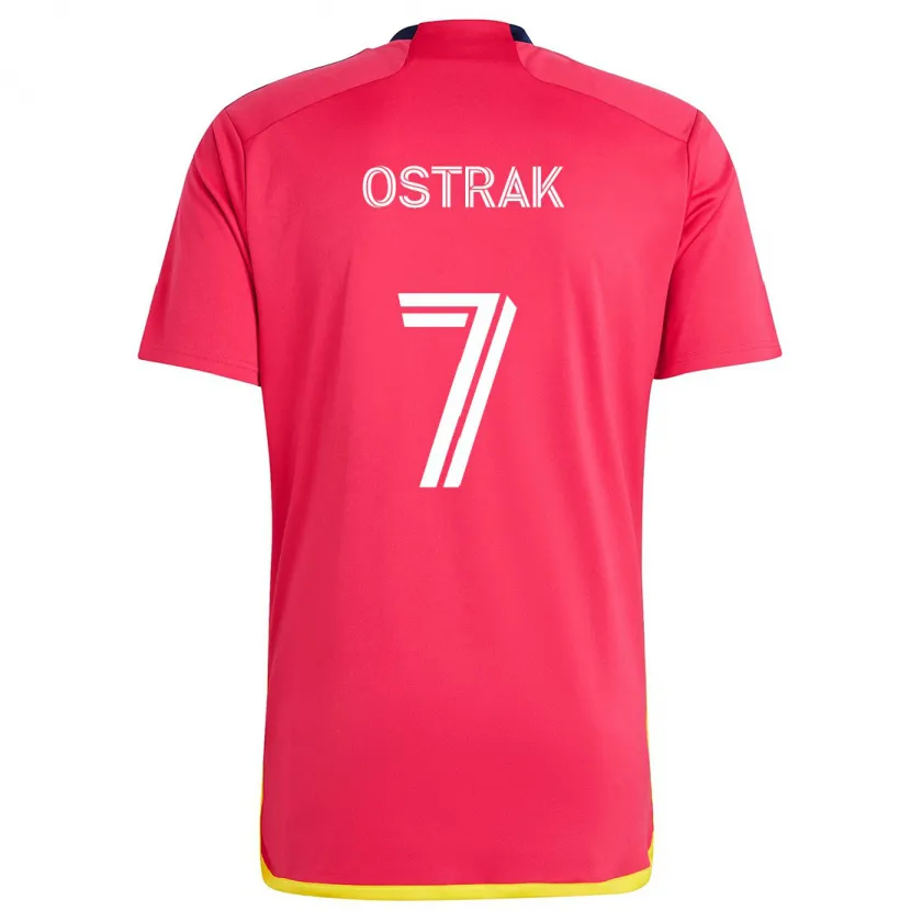 Danxen Hombre Camiseta Tomás Ostrák #7 Rojo Azul 1ª Equipación 2024/25 La Camisa