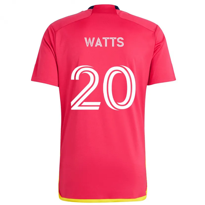 Danxen Hombre Camiseta Akil Watts #20 Rojo Azul 1ª Equipación 2024/25 La Camisa