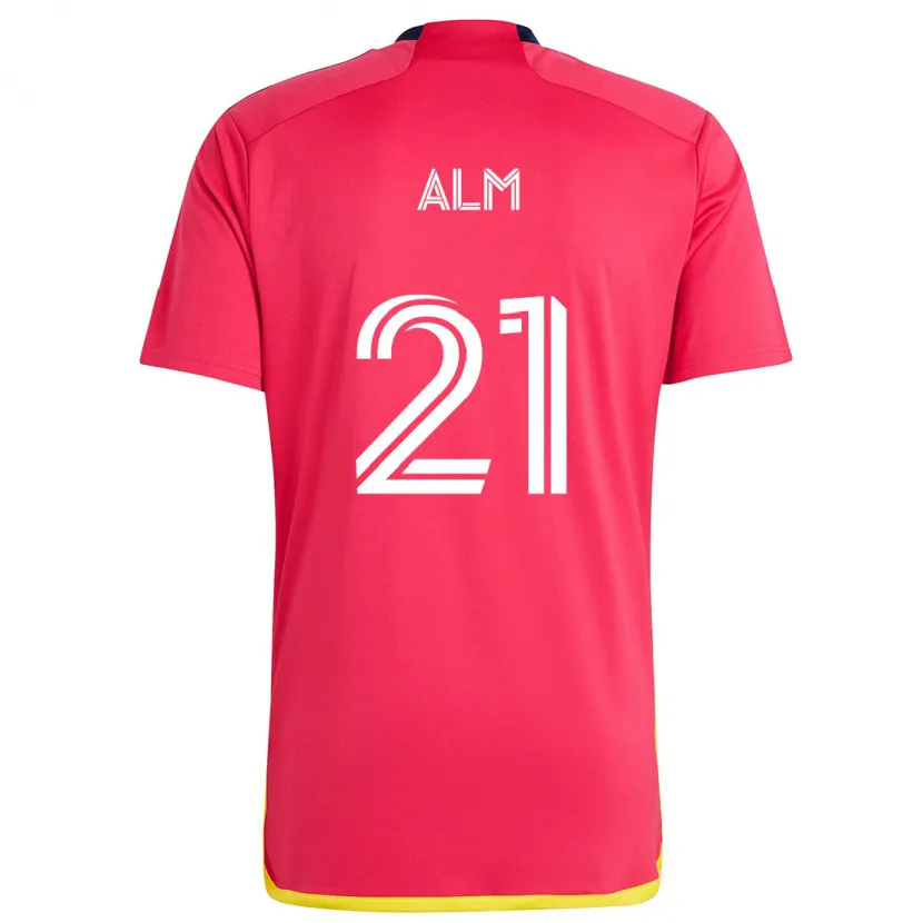 Danxen Hombre Camiseta Rasmus Alm #21 Rojo Azul 1ª Equipación 2024/25 La Camisa