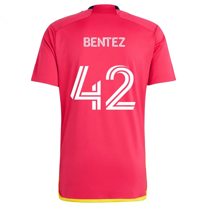 Danxen Hombre Camiseta Óscar Benítez #42 Rojo Azul 1ª Equipación 2024/25 La Camisa