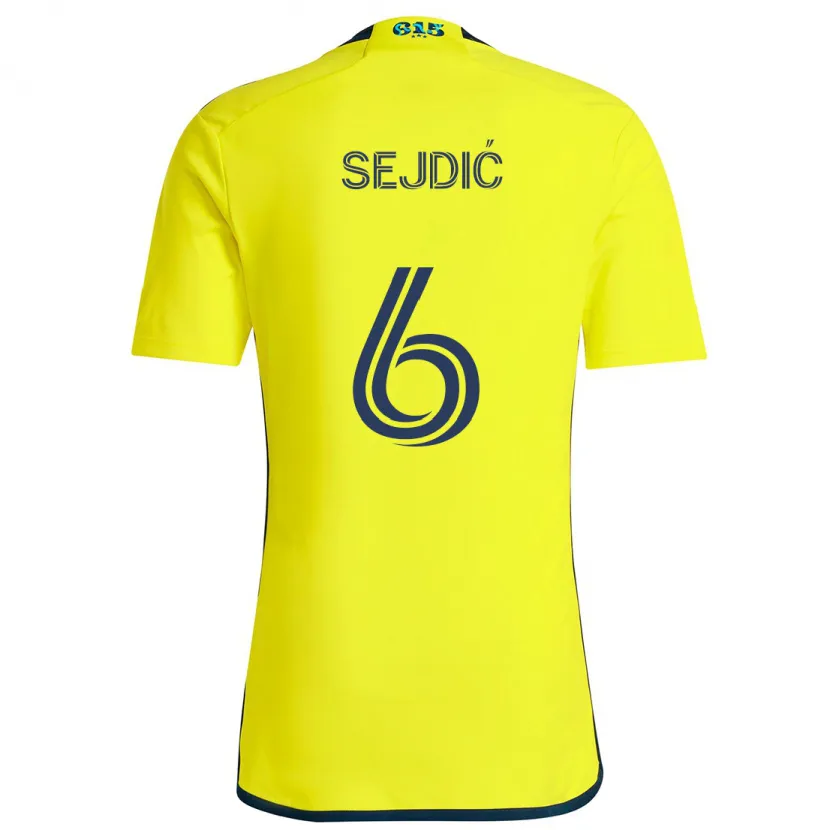 Danxen Hombre Camiseta Amar Sejdić #6 Amarillo Azul 1ª Equipación 2024/25 La Camisa