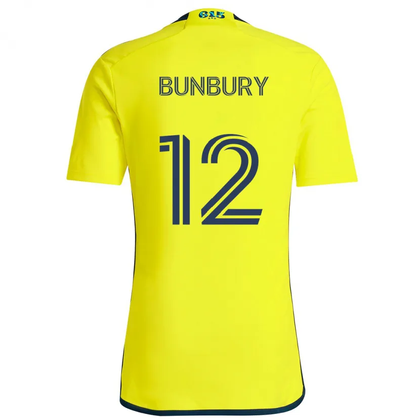 Danxen Hombre Camiseta Teal Bunbury #12 Amarillo Azul 1ª Equipación 2024/25 La Camisa