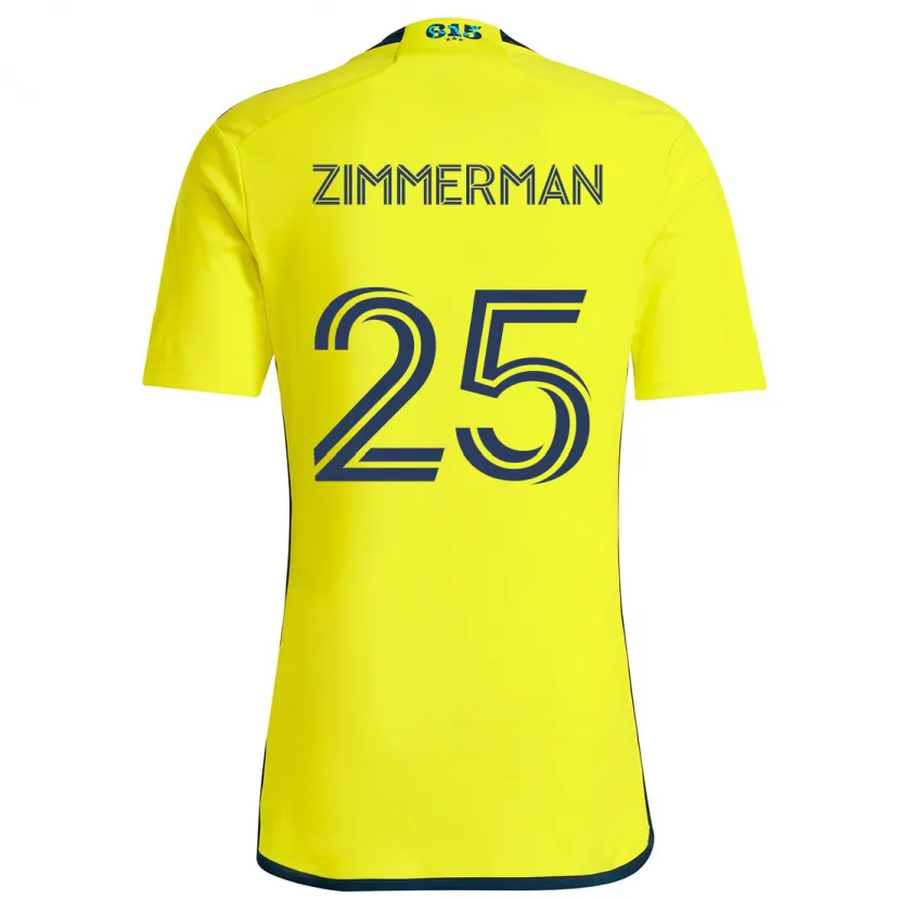 Danxen Hombre Camiseta Walker Zimmerman #25 Amarillo Azul 1ª Equipación 2024/25 La Camisa