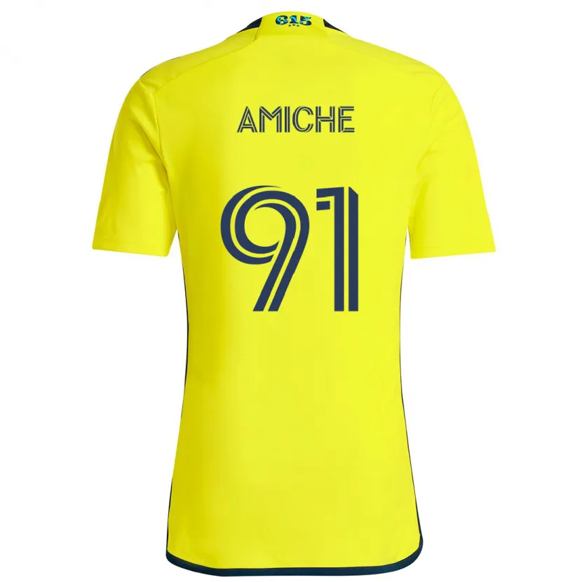 Danxen Hombre Camiseta Kemy Amiche #91 Amarillo Azul 1ª Equipación 2024/25 La Camisa