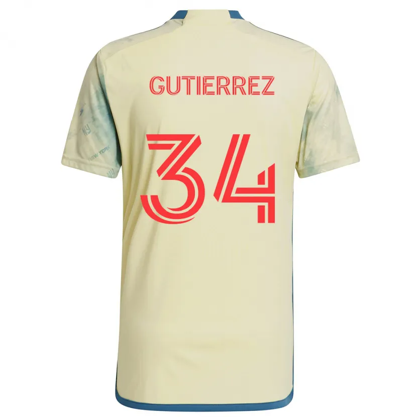 Danxen Hombre Camiseta Juan Gutiérrez #34 Amarillo Rojo Azul 1ª Equipación 2024/25 La Camisa