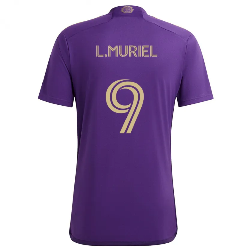 Danxen Hombre Camiseta Luis Muriel #9 Púrpura Amarillo 1ª Equipación 2024/25 La Camisa