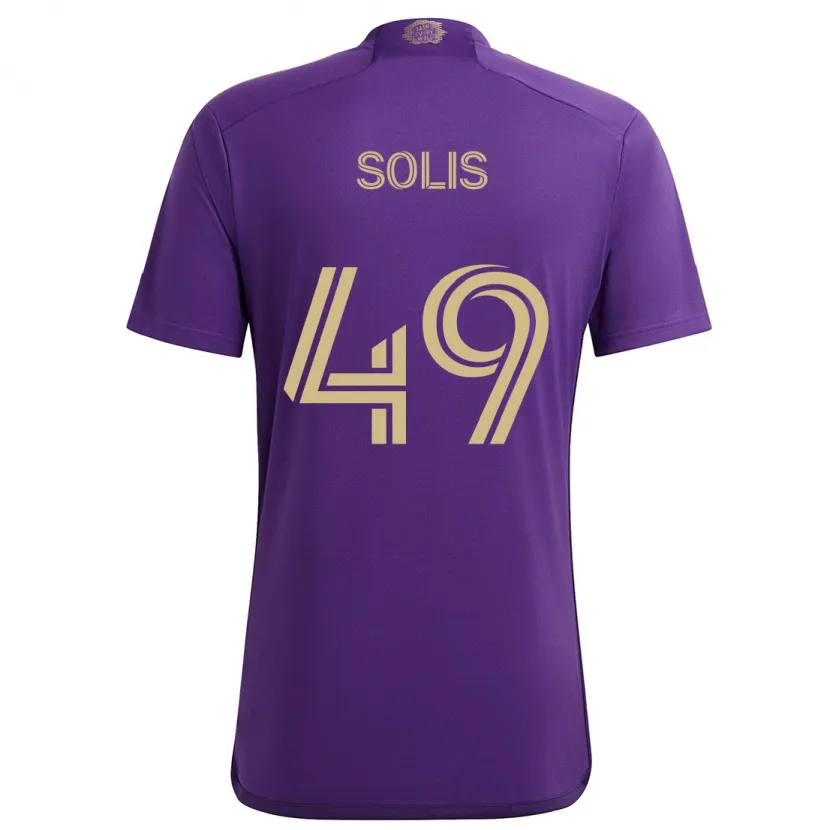 Danxen Hombre Camiseta Jhon Solís #49 Púrpura Amarillo 1ª Equipación 2024/25 La Camisa