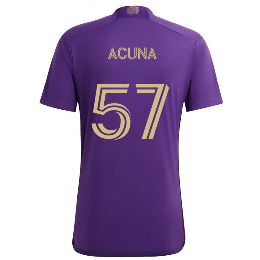 Danxen Hombre Camiseta Cristofer Acuña #57 Púrpura Amarillo 1ª Equipación 2024/25 La Camisa