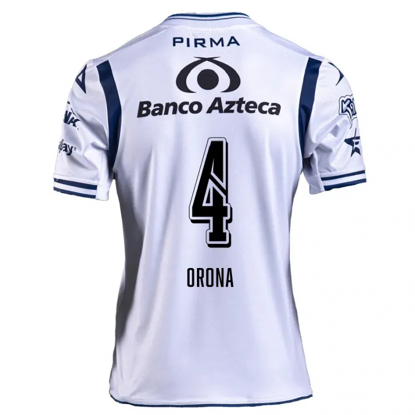 Danxen Hombre Camiseta Efraín Orona #4 Blanco Azul Marino 1ª Equipación 2024/25 La Camisa