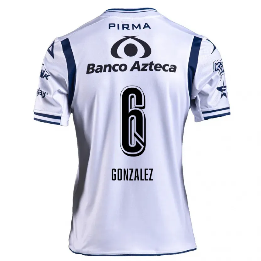 Danxen Hombre Camiseta Pablo González #6 Blanco Azul Marino 1ª Equipación 2024/25 La Camisa