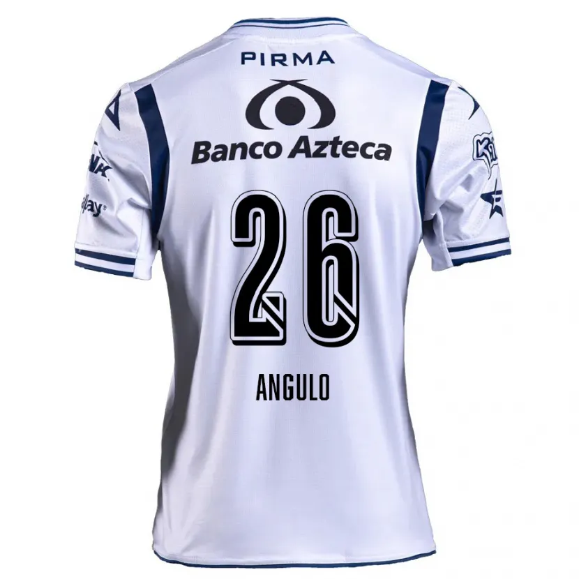 Danxen Hombre Camiseta Brayan Angulo #26 Blanco Azul Marino 1ª Equipación 2024/25 La Camisa