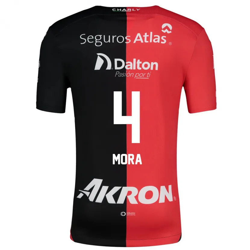 Danxen Hombre Camiseta Adrián Mora #4 Negro Rojo 1ª Equipación 2024/25 La Camisa