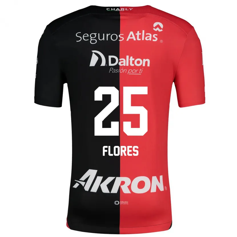 Danxen Hombre Camiseta Leonardo Flores #25 Negro Rojo 1ª Equipación 2024/25 La Camisa