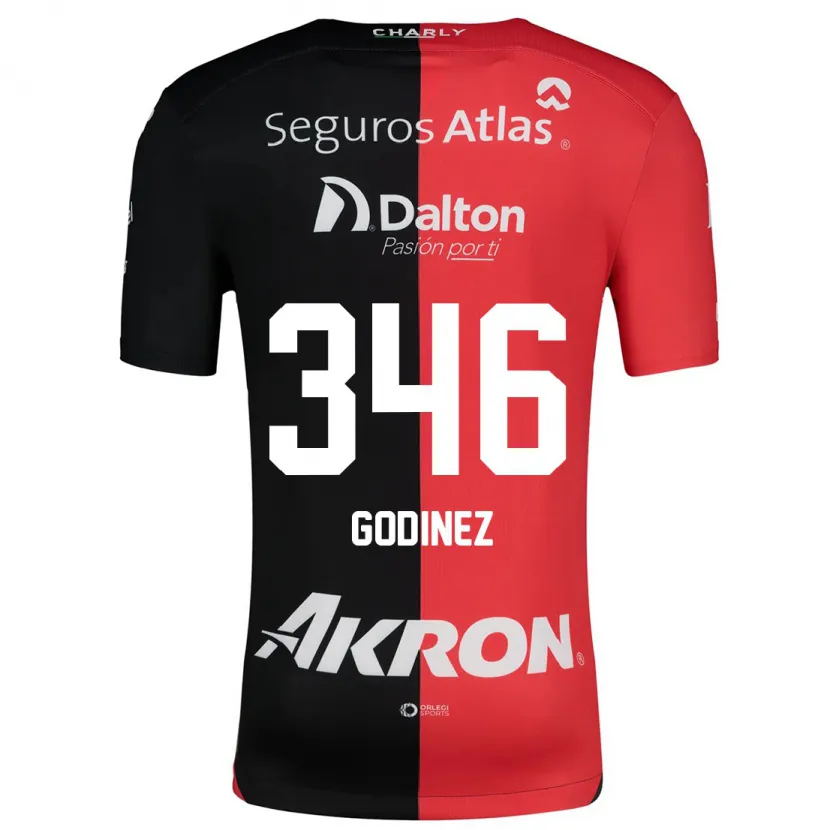 Danxen Hombre Camiseta Olmo Godínez #346 Negro Rojo 1ª Equipación 2024/25 La Camisa