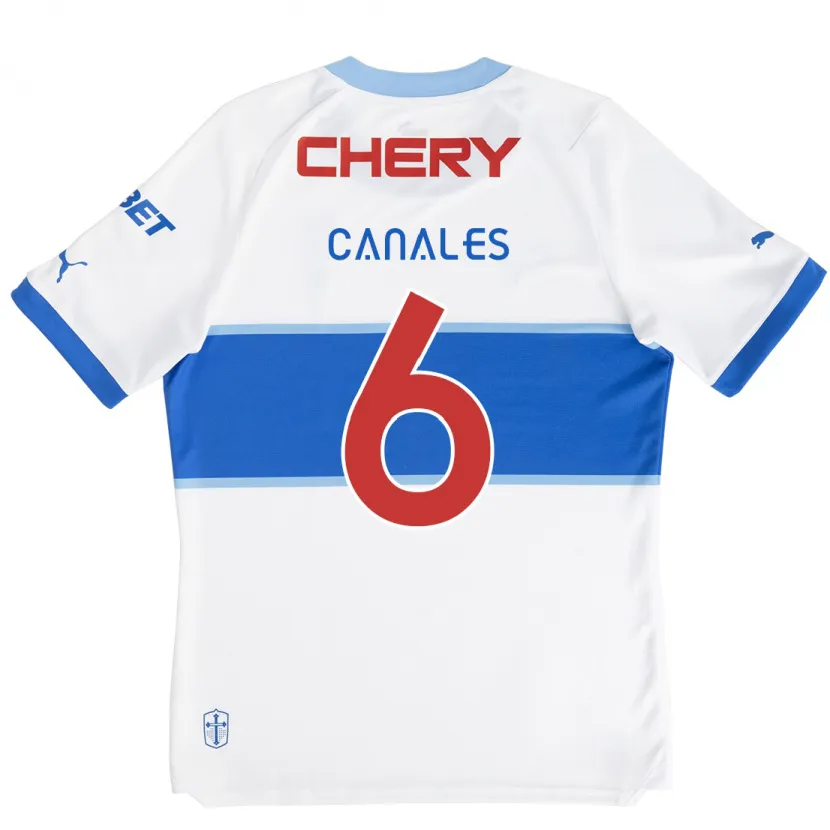 Danxen Hombre Camiseta Alfred Canales #6 Blanco Azul 1ª Equipación 2024/25 La Camisa