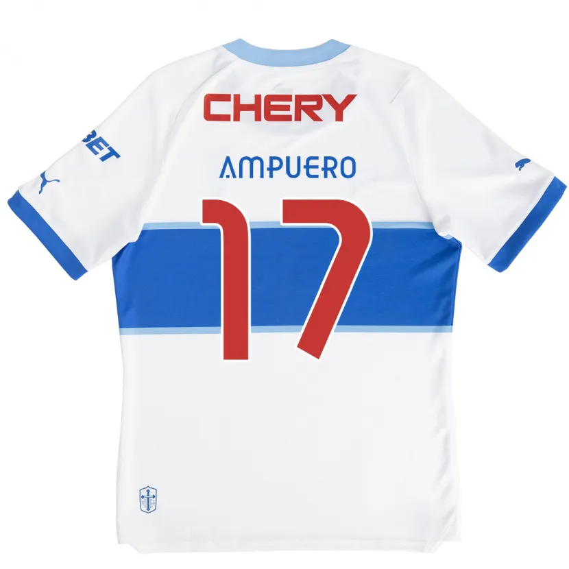 Danxen Hombre Camiseta Branco Ampuero #17 Blanco Azul 1ª Equipación 2024/25 La Camisa