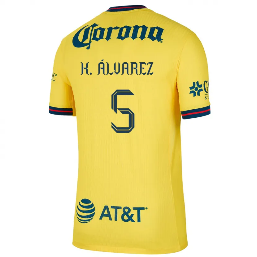 Danxen Hombre Camiseta Kevin Álvarez #5 Amarillo Azul 1ª Equipación 2024/25 La Camisa