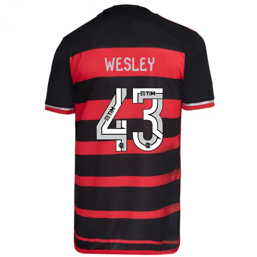 Danxen Hombre Camiseta Wesley #43 Negro Rojo 1ª Equipación 2024/25 La Camisa