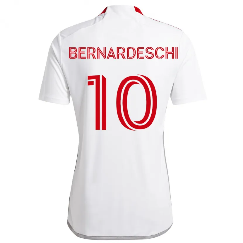 Danxen Hombre Camiseta Federico Bernardeschi #10 Blanco Rojo 2ª Equipación 2024/25 La Camisa