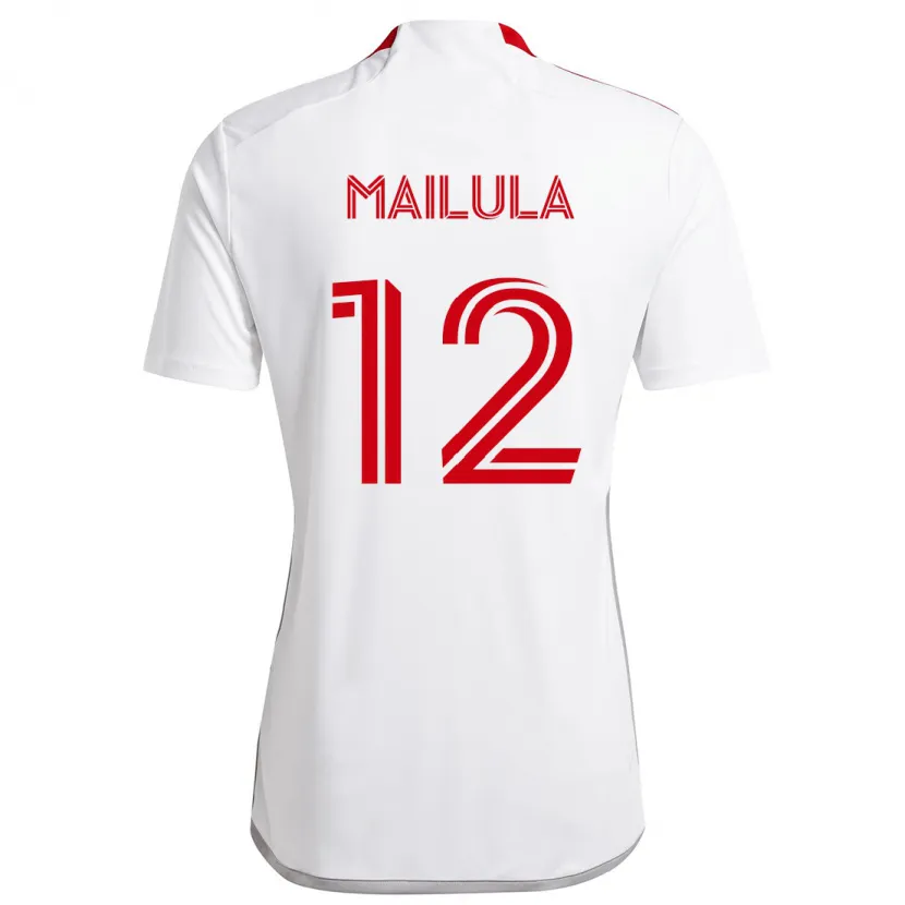 Danxen Hombre Camiseta Cassius Mailula #12 Blanco Rojo 2ª Equipación 2024/25 La Camisa