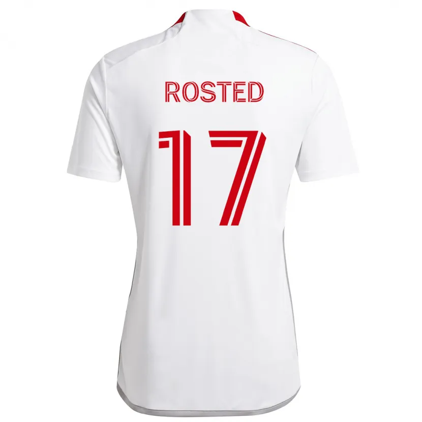 Danxen Hombre Camiseta Sigurd Rosted #17 Blanco Rojo 2ª Equipación 2024/25 La Camisa