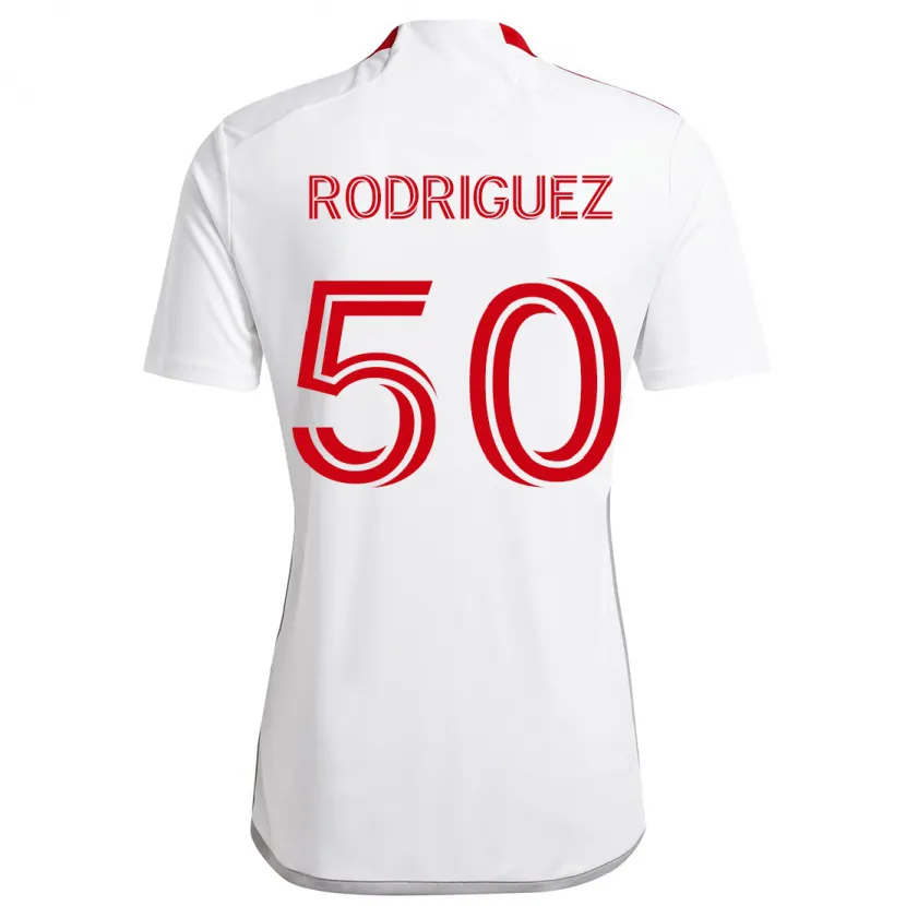 Danxen Hombre Camiseta Abraham Rodriguez #50 Blanco Rojo 2ª Equipación 2024/25 La Camisa